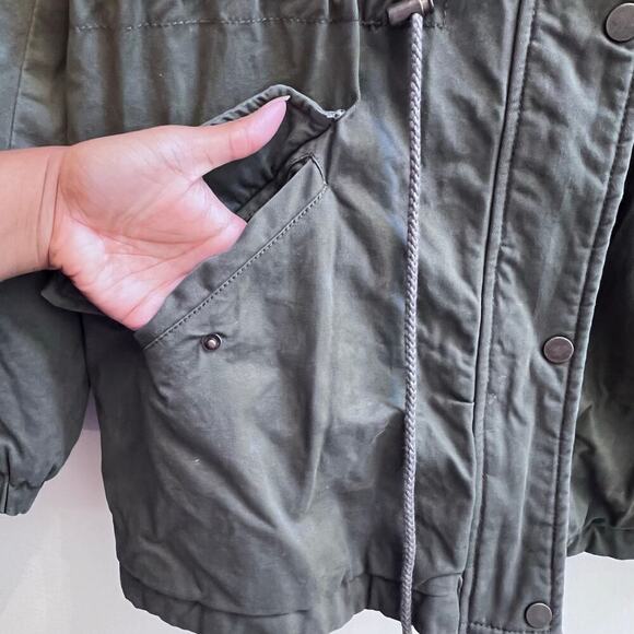 Women's Army Green Cinch Waist Hooded Soft Fur Yellow Quilted Jacket Size XL - Picture 8 of 8